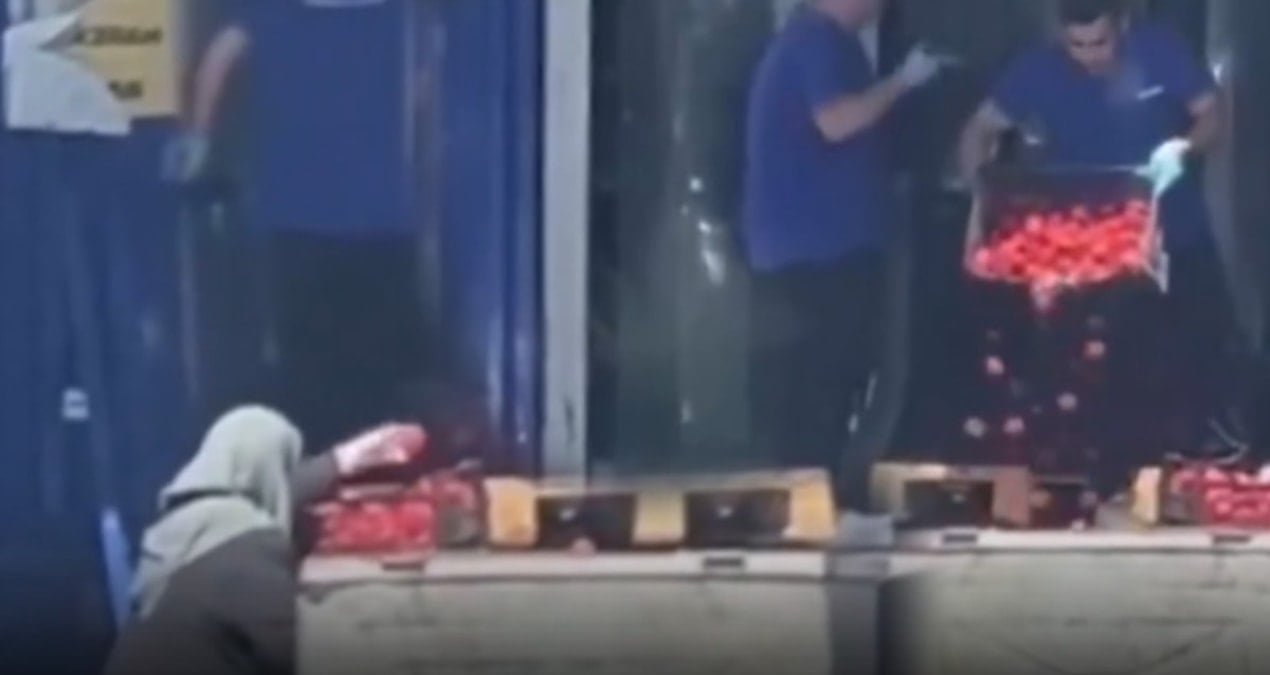 sosyal medyayi ikiye bolen goruntu market domatesleri cope dokerken yasli kadin topladi n3KMqunu